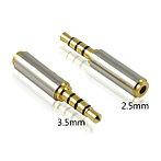 

Переходник шт.3,5мм 4С -гн.2,5мм стерео, gold, корпус металл.
