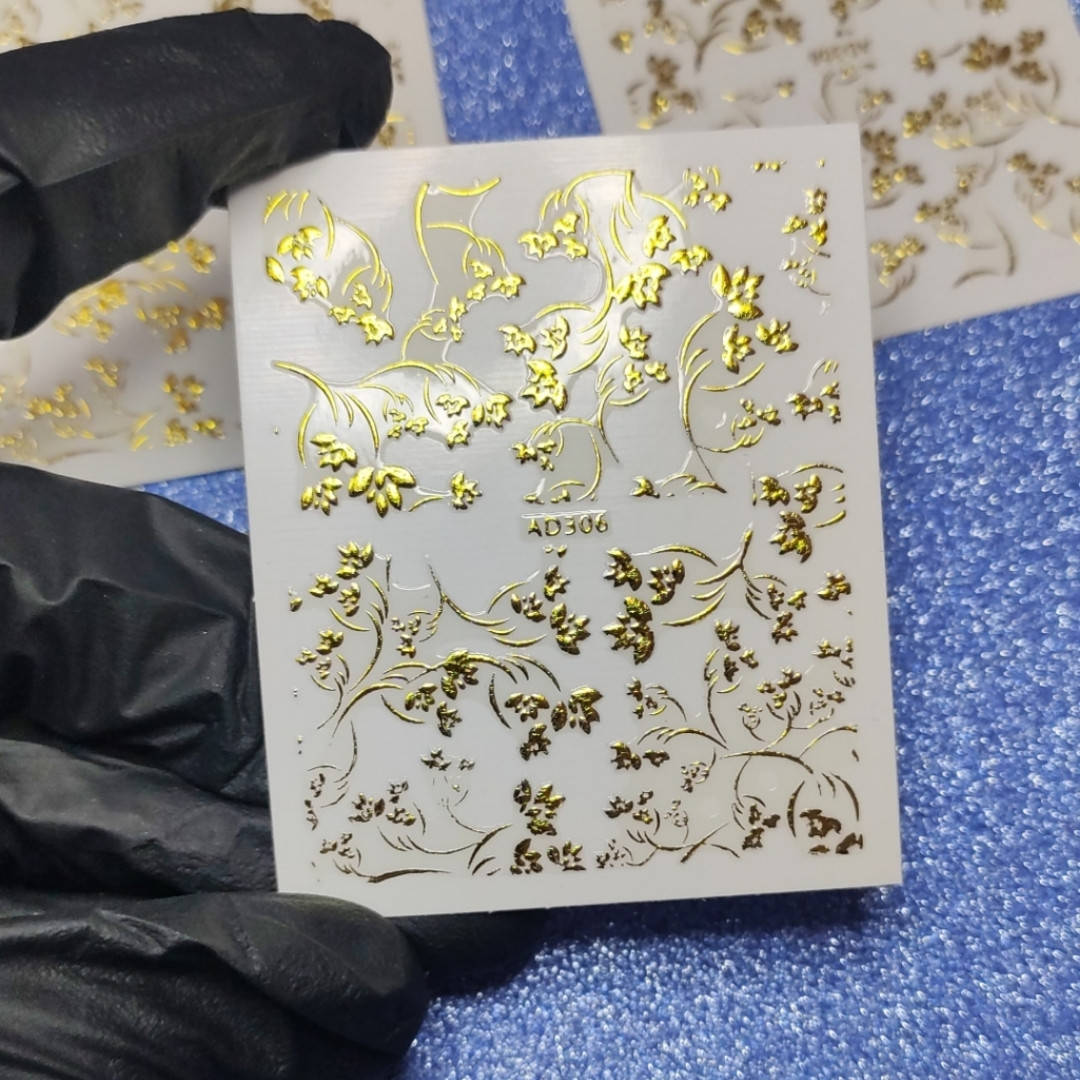 

Наклейки 3д 3D, AD306 золото