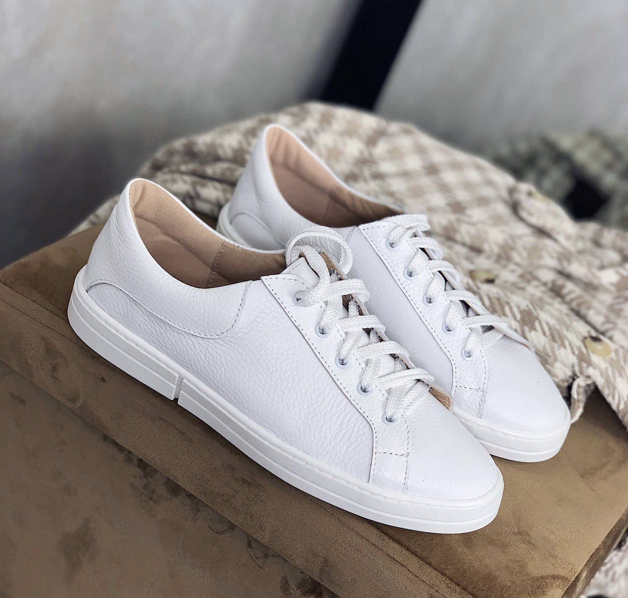 

Женские белые кожаные кеды, Белый