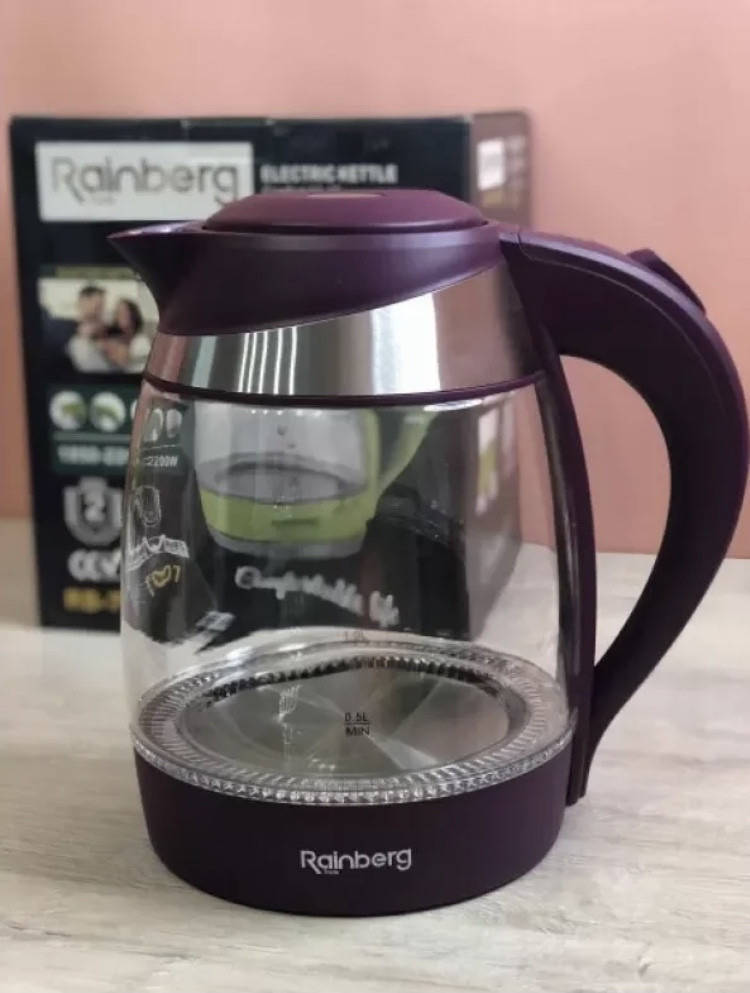 

Стеклянный электрочайник Rainberg RB-707 чайник скляний 2.0 л