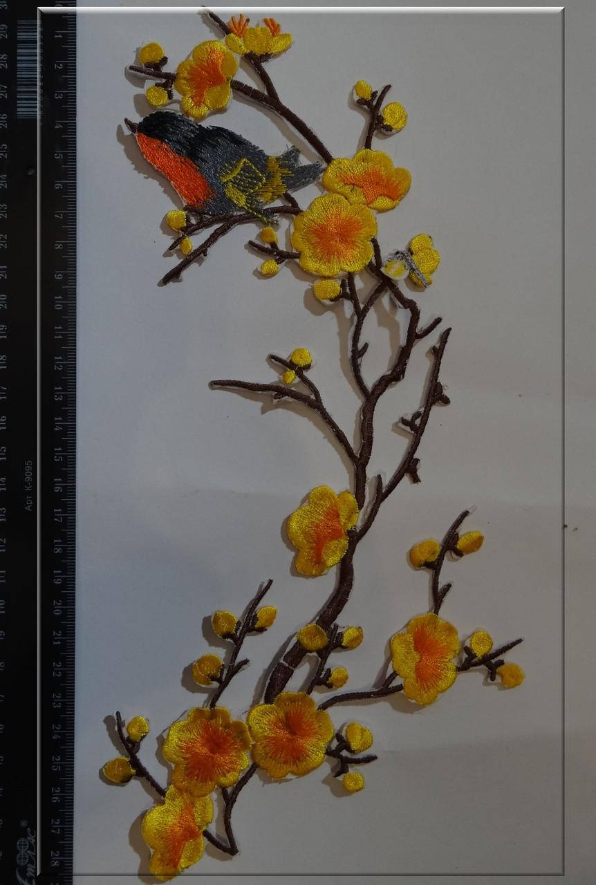 

Аппликация термоклеевая птицы на ветке 6115 желтый