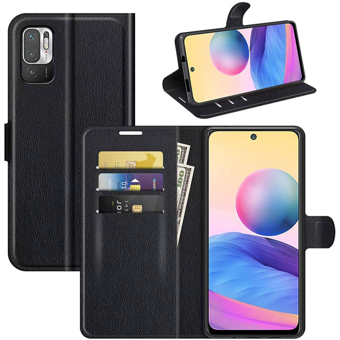 

Чехол IETP для Xiaomi Poco M3 Pro книжка кожа PU с визитницей черный