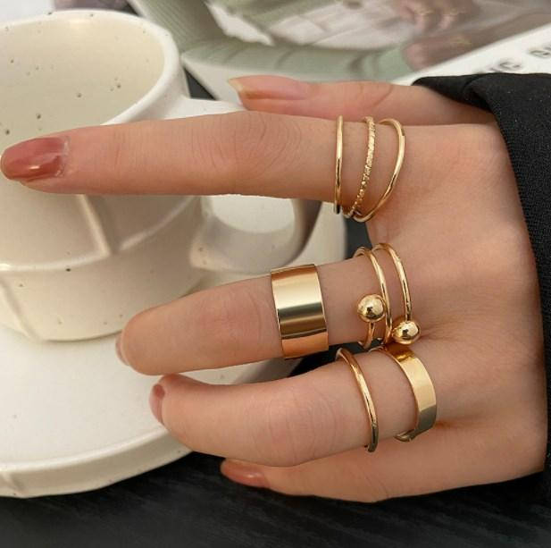 

Кольцо, набор колец 5 шт , женские кольца, бижутерияв золотом цвете