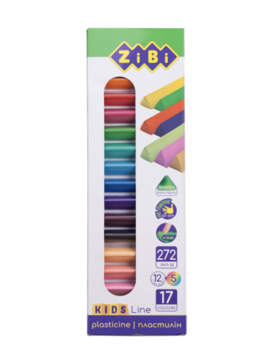 

Пластилин 17 цветов (12 стандарт+5 неон), 272 г, KIDS Line