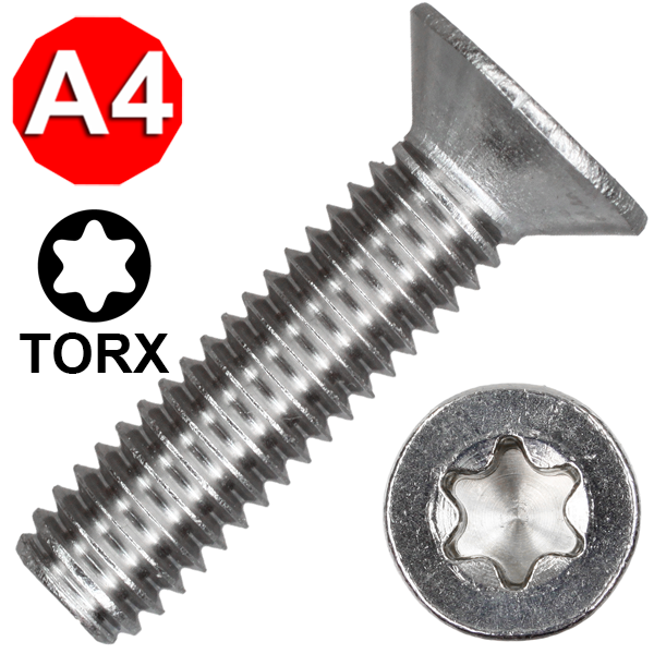 

Винт с потайной головкой ISO 14581 (~ DIN 965) TORX, нержавеющая сталь A4, М3 X 10