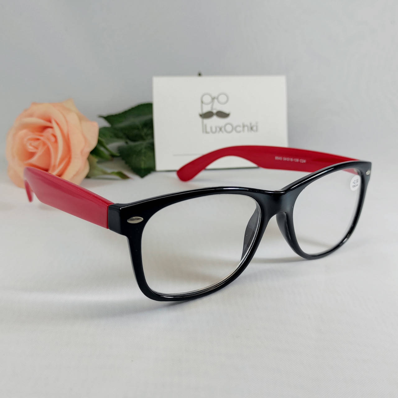 

+2.25 Готовые очки для зрения формы Ray Ban Wayfarer черный с красным