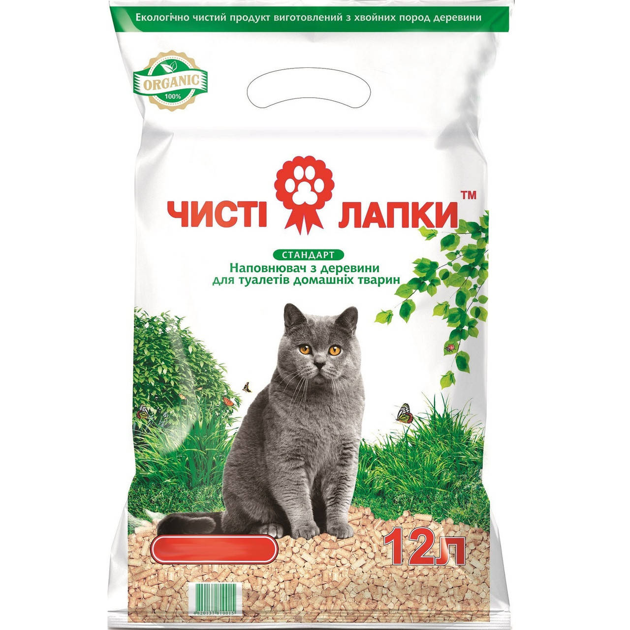 

Упаковка наполнителя для кошачьего туалета Чистые лапки Стандарт Древесный впитывающий 3 кг (12 л)