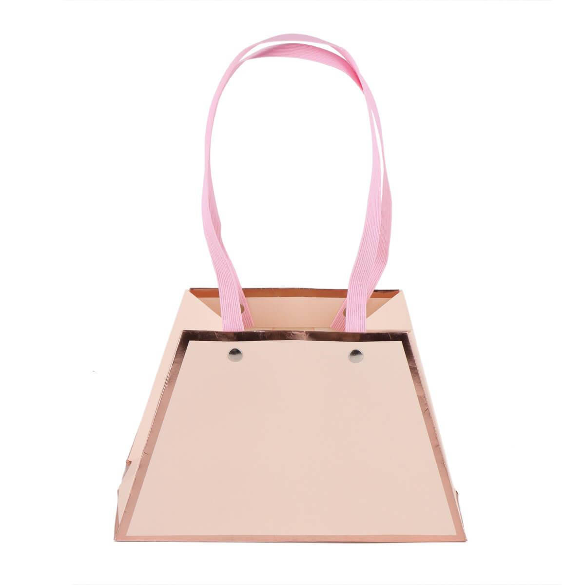 

Коробка для квітів "Сумочка" 21*13*10, пудра