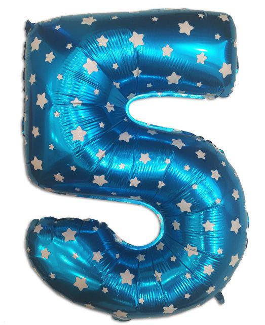 

Шар фольгированный Цифра 5 голубая, Голубой