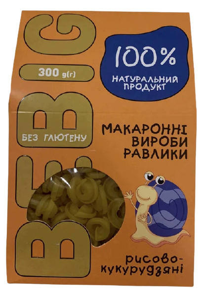 

Макароны рисово-кукрузные без глютена - улитка - тм Bebig, 300г