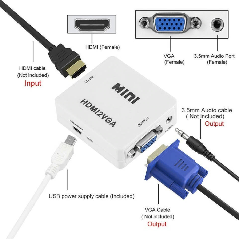 

Конвертер (переходник) HDMI to VGA + AUDIO
