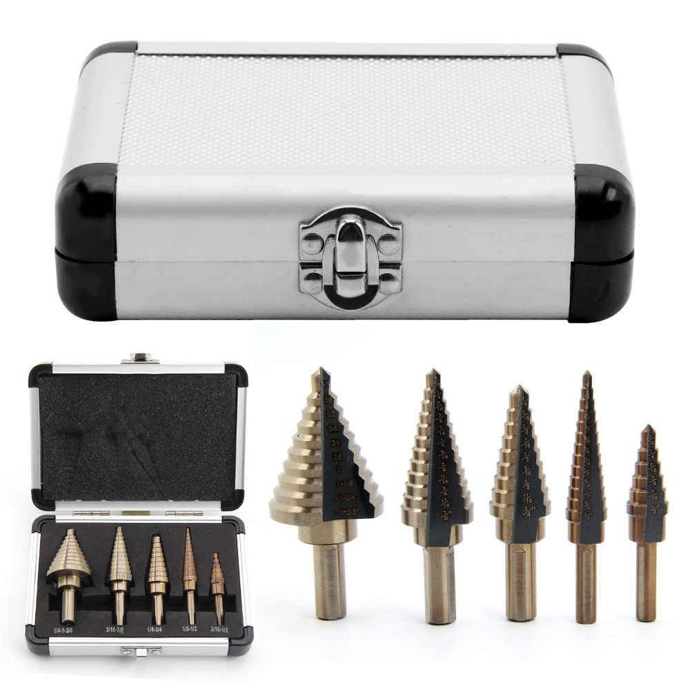 

Набор ступенчатых сверл из 5 штук в алюминиевом футляре