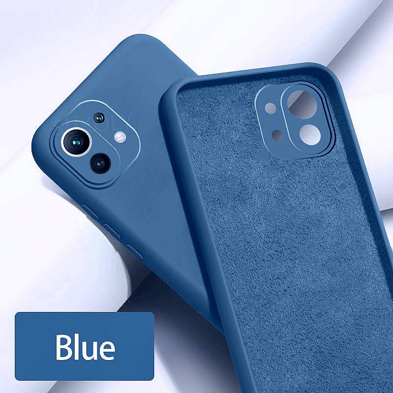 

Силиконовый чехол с микрофиброй для Xiaomi Mi 11 Lite 4G 5G синий тонкий матовый