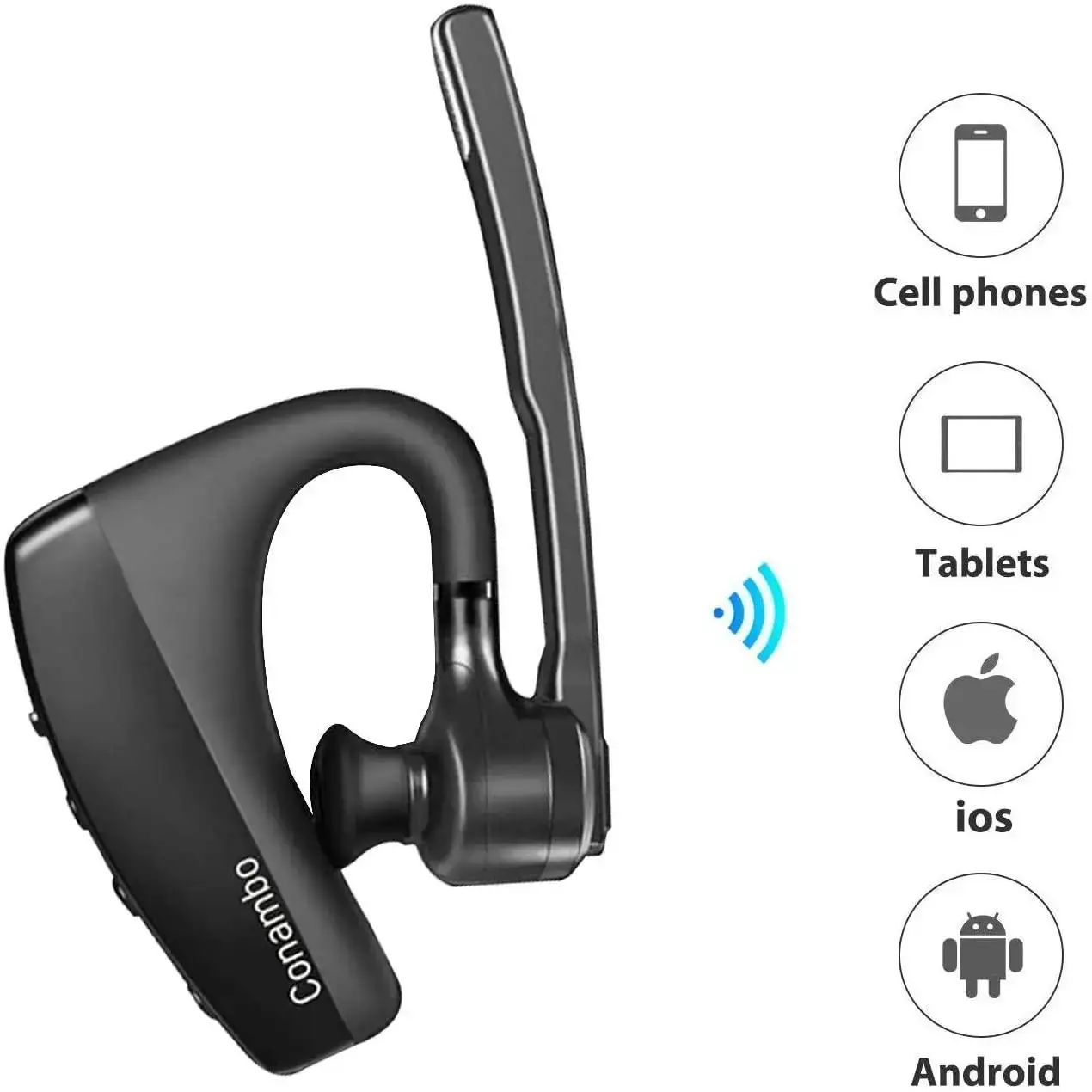 

Bluetooth-гарнитура Conambo 5.0 aptX HD 16 часов звукоизолирующая, Черный