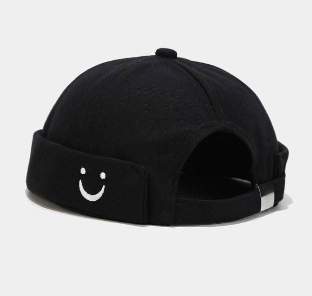 

Докер черный Смайл, бейсболка без козырька, Docker cap, мужская кепка без козырька, кепка бини