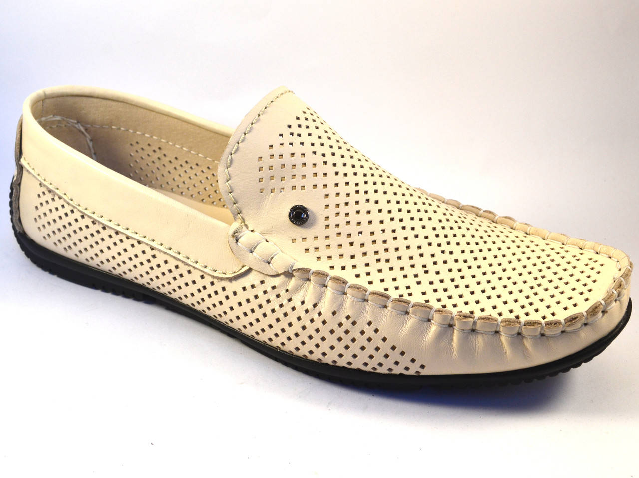 

Мокасины бежевые мужские перфорированные кожаные летняя обувь Rosso Avangard M4 Beige Perf