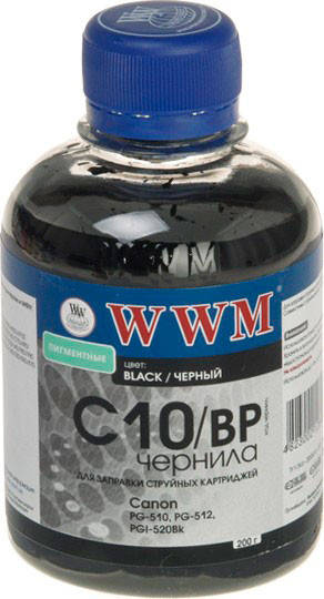 

Чернила WWM Canon PG-510/512/440, PGI-425Bk/520Bk, Black Pigment, 200 г (C10/BP)