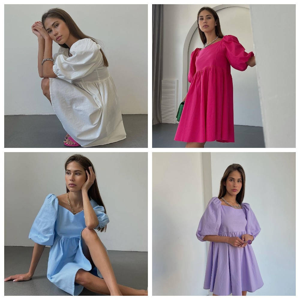 

Женское красивое летнее платье коттон с завышенной талией 46/48, малина