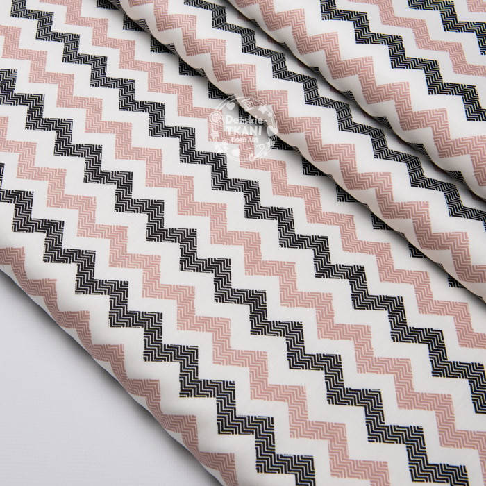 

Ткань сатин "Зигзаг узорчастый" бежево-чёрный, №3609с, Разные цвета