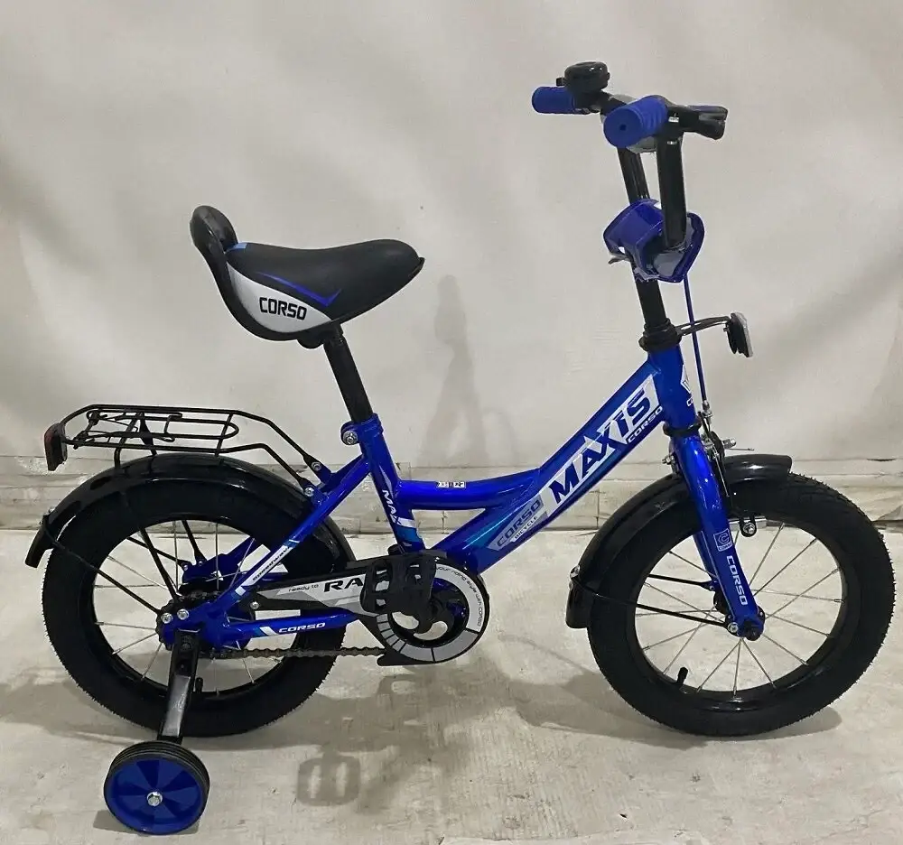 

Велосипед 14" дюймов 2-х колёсный "CORSO" MAXIS-14954 ручной тормоз, звоночек, сидение с ручкой, доп. колеса,