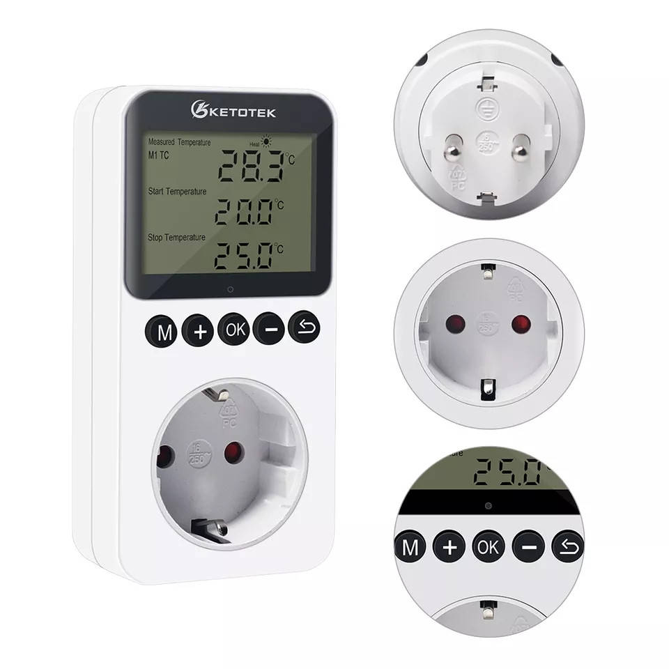 

Терморегулятор розетка Tekotek KT3200 с таймером, Белый