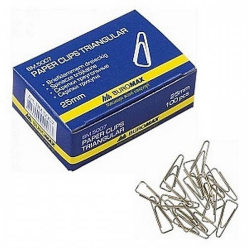 

Скрепки никелированные 25 мм., 100 шт. BUROMAX, треугольные BM.5007
