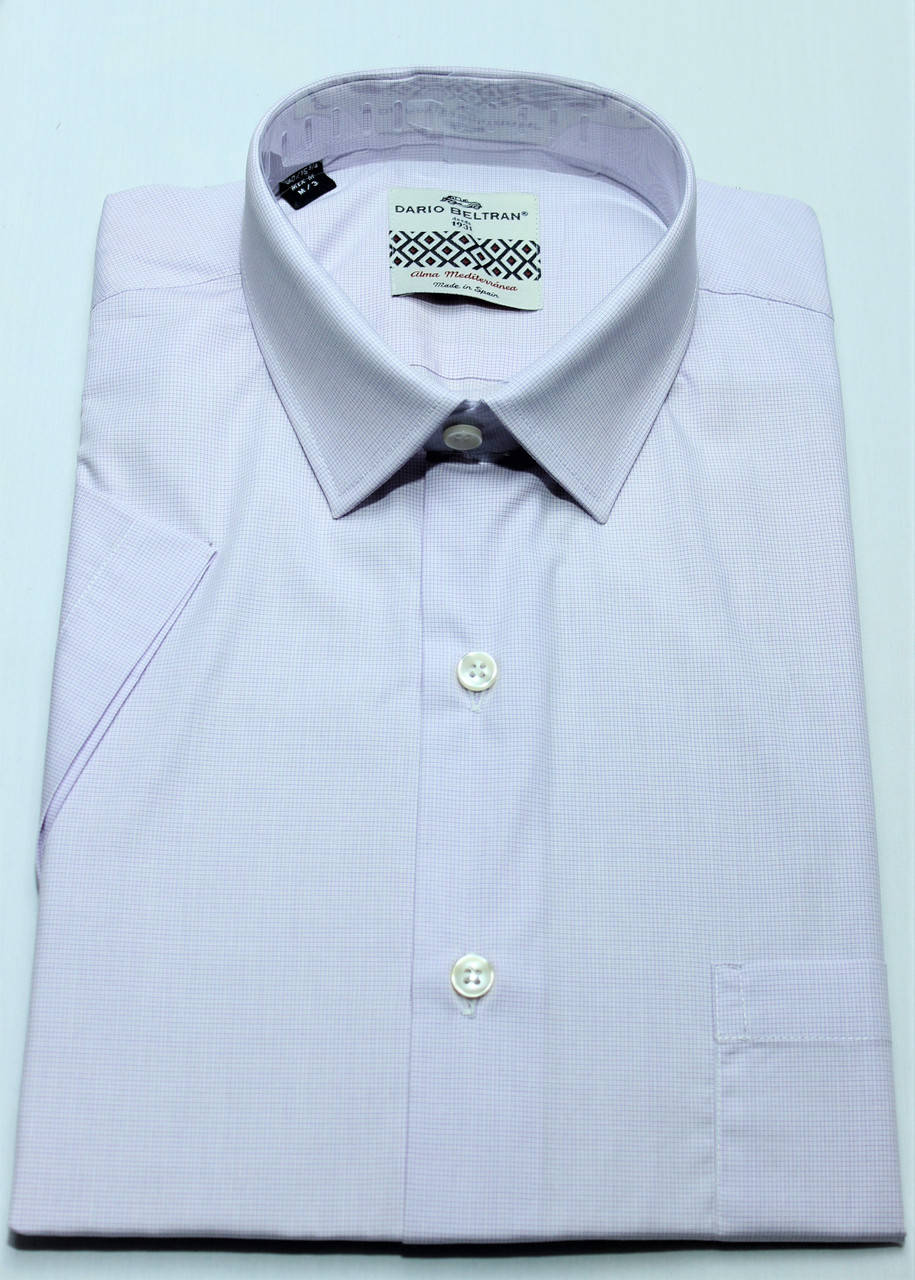 

Мужская рубашка з кортким рукавом фиолетовая, Белый