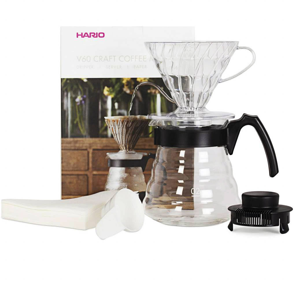 

Пуровер набор HARIO V60 CRAFT Комплект воронка, сервер, фильтры VCND-02B-EX