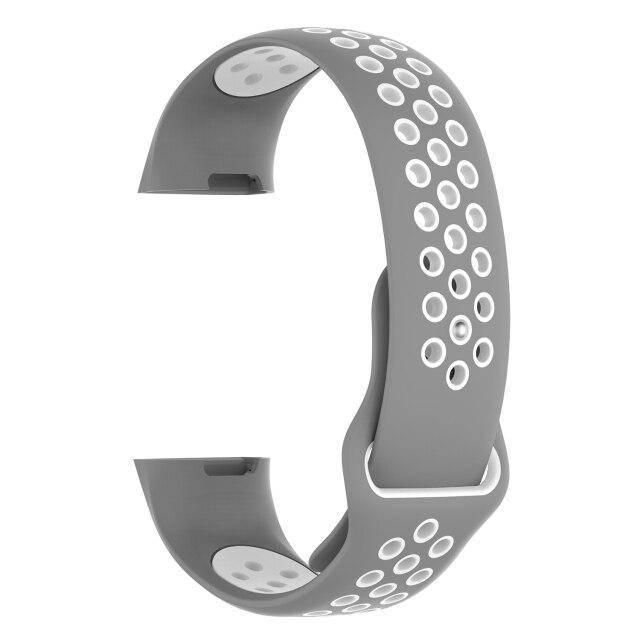 

Силиконовый ремешок для Fitbit Charge 3 / 4 с перфорацией. Серый цвет