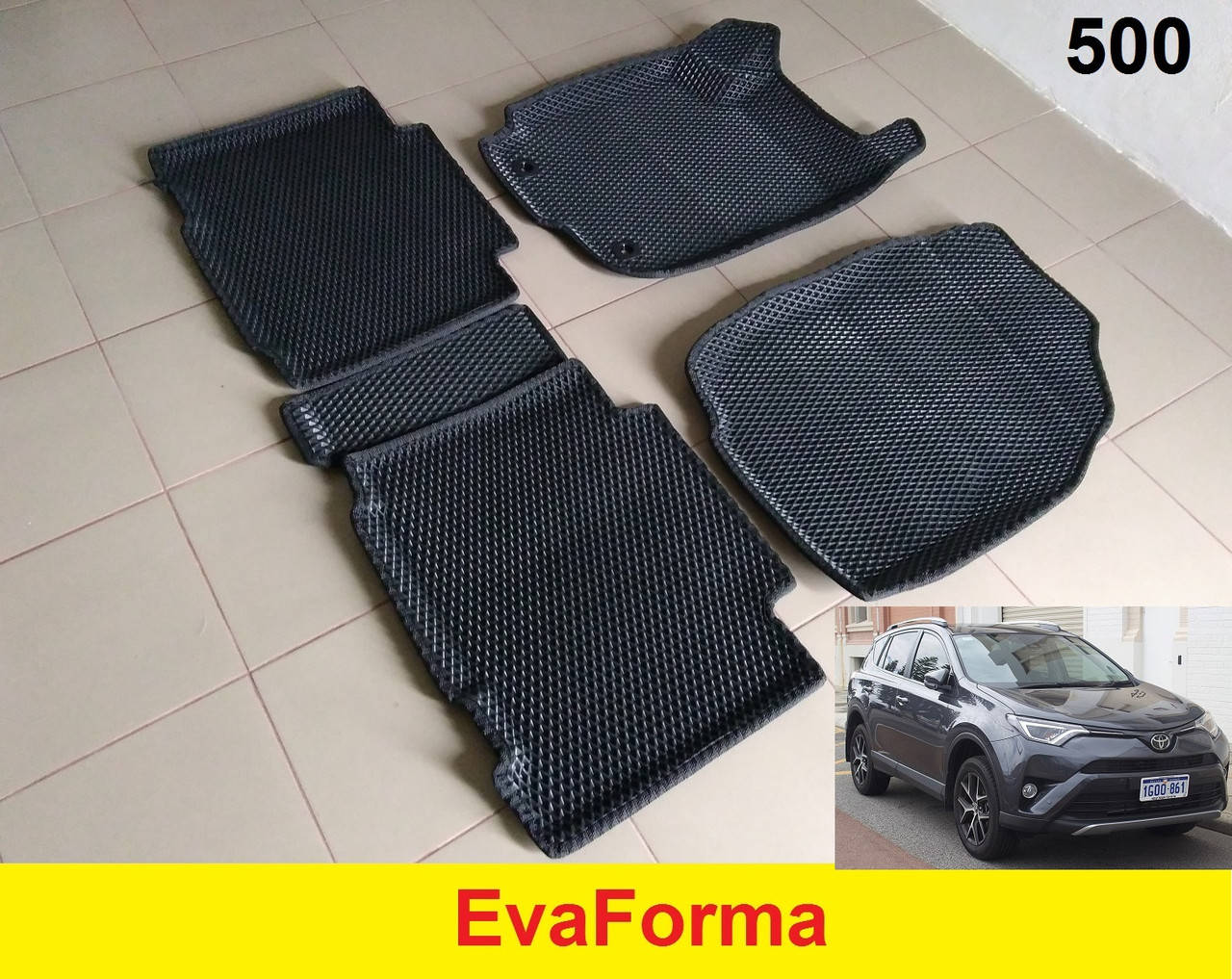 

3D коврики EvaForma на Toyota RAV4 '13-18 (XA40), коврики ЕВА, Черный