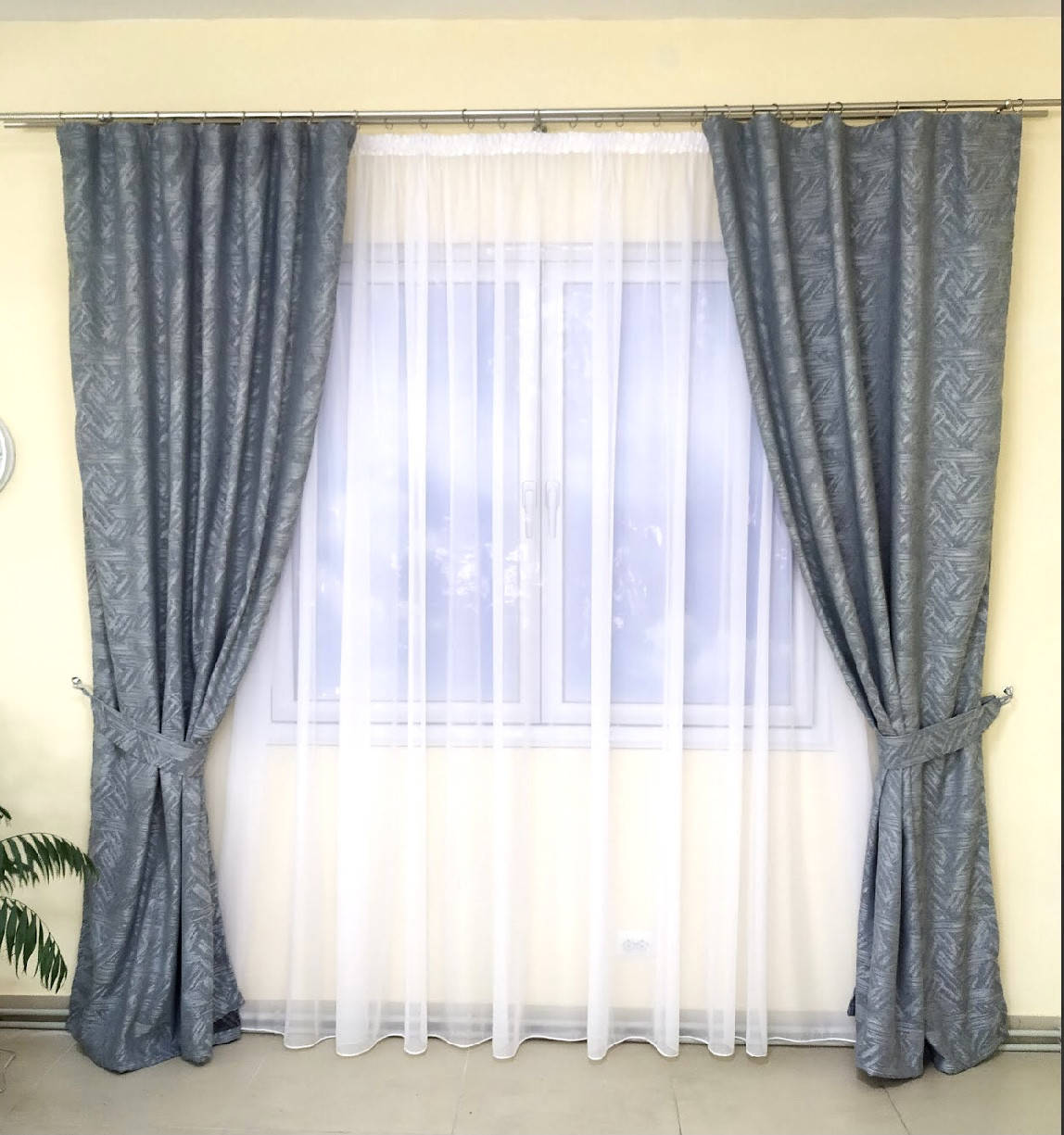 

Готовые льняные шторы | Готові штори з льону | Комплект якісних штор | Шторы с подхватами | Серые шторы, Серый