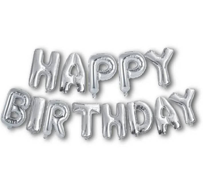 

Фольгированная надпись Happy Birthday - Серебро (silver) - 40 см