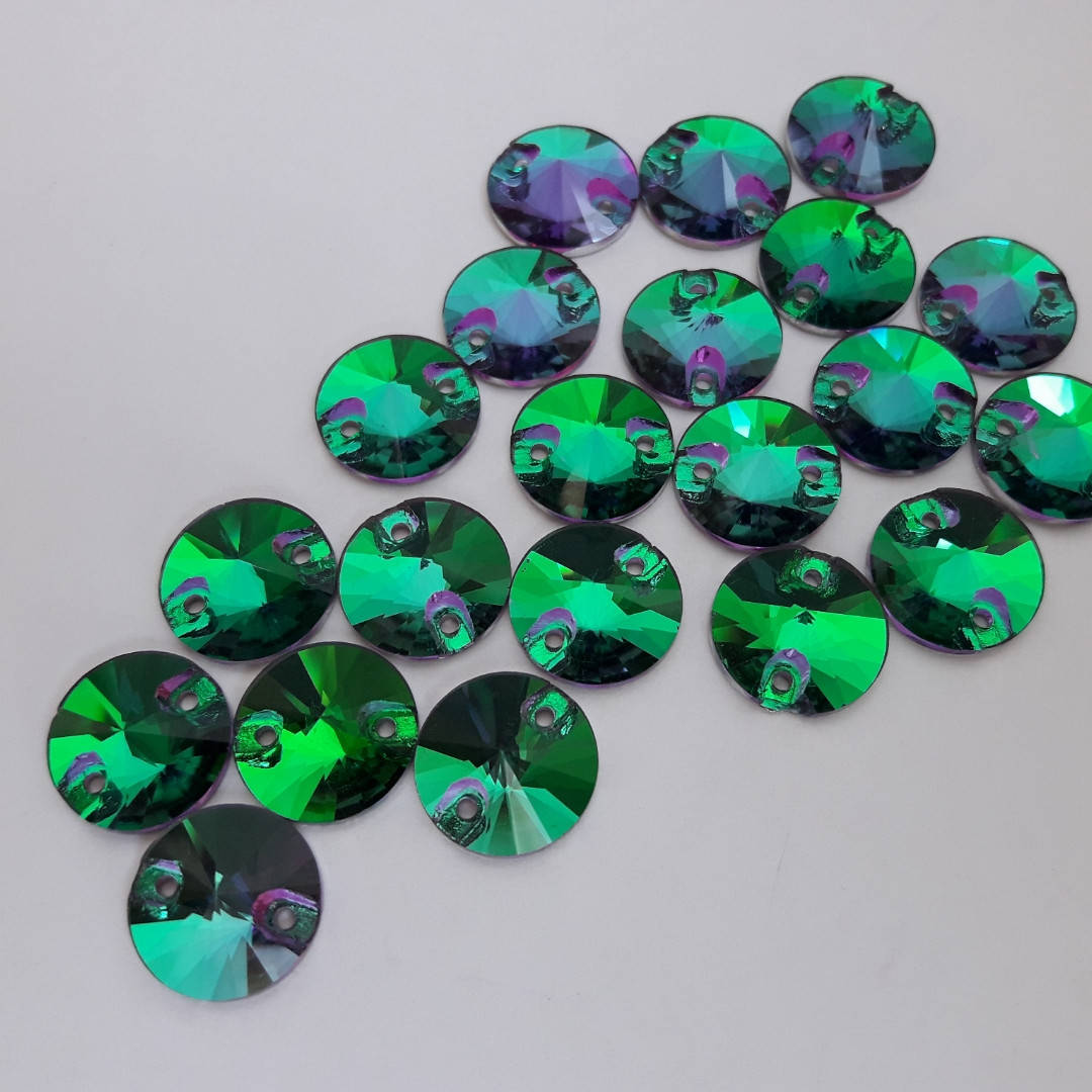 

Стразы пришивные Lux Круги 14мм. Emerald