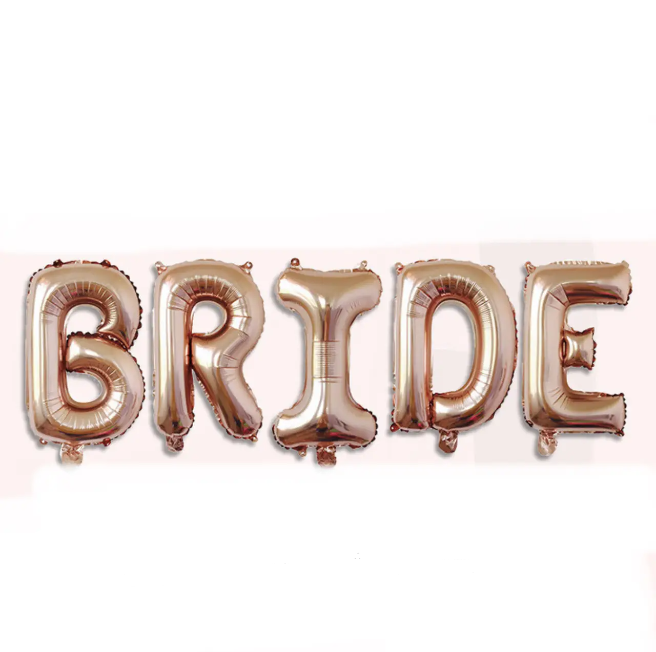 

Фольгированная надпись из шаров букв Bride розовое золото, высота букв 40 см