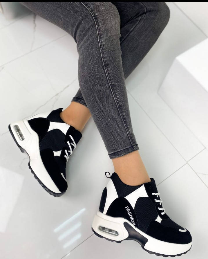 

Ультра модные люксовые черные женские кроссовки сникерсы на платформе, Черный