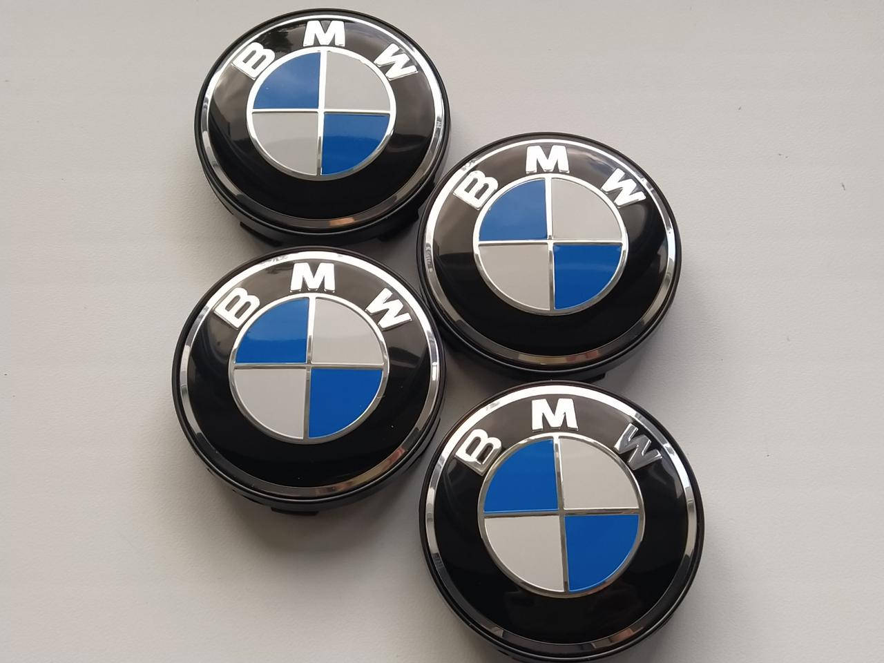 

Колпачки заглушки в литые диски BMW 60/56/10 мм. Бело-синие
