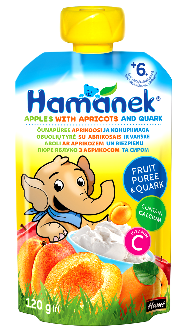 

Hame пюре (пауч) яблуко з абрикос і сир 120г