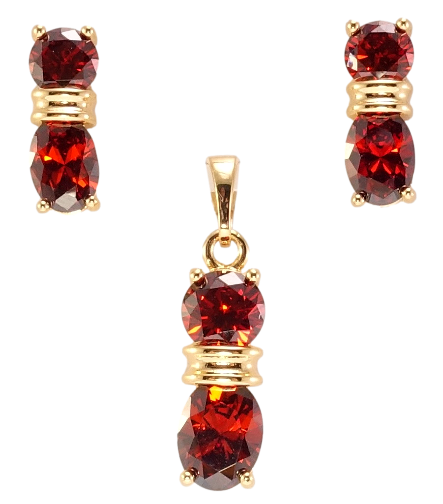 

Набор Xuping Позолота 18K Серьги Кулон "Два красных кристалла"