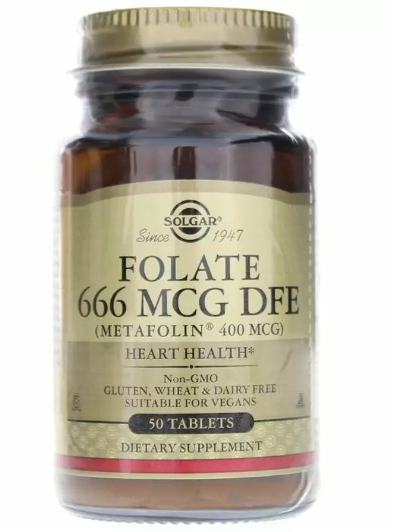 

Фолиевая кислота, Folate As Metafolin, Solgar, метафолин 400 мкг, 50 табл.