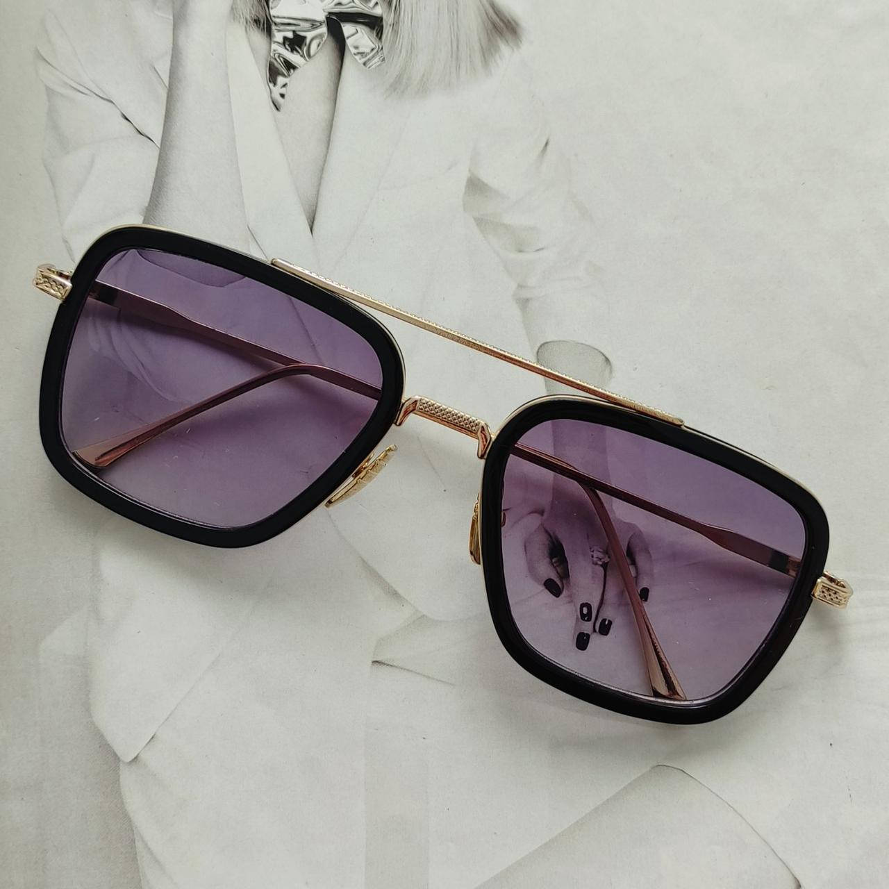 

Солнцезащитные очки Тони Старка Светло-фиолетовый с золотом, Золотистый