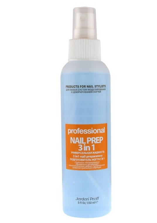 

Jerden Proff Nail Prep - Подготовитель ногтя 3 в 1 (обезжиривание, дегидрация, антисептик), 150 мл
