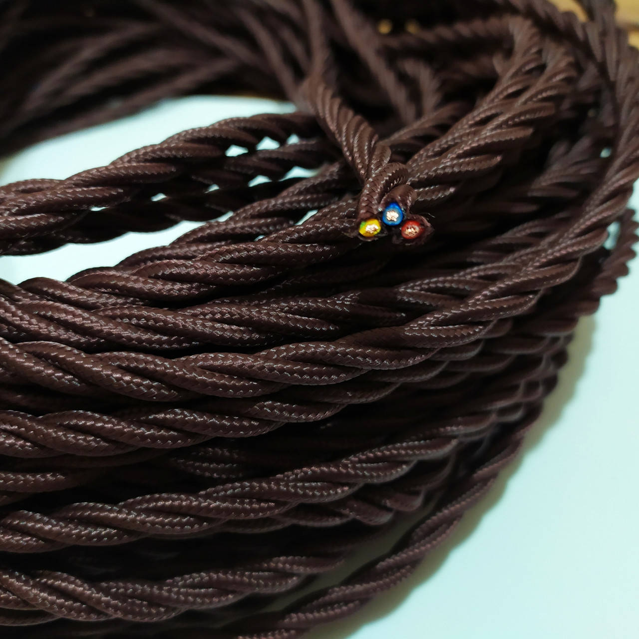 

Ретро провод 3х0,5 тройной витой темно коричневый для наружной проводки