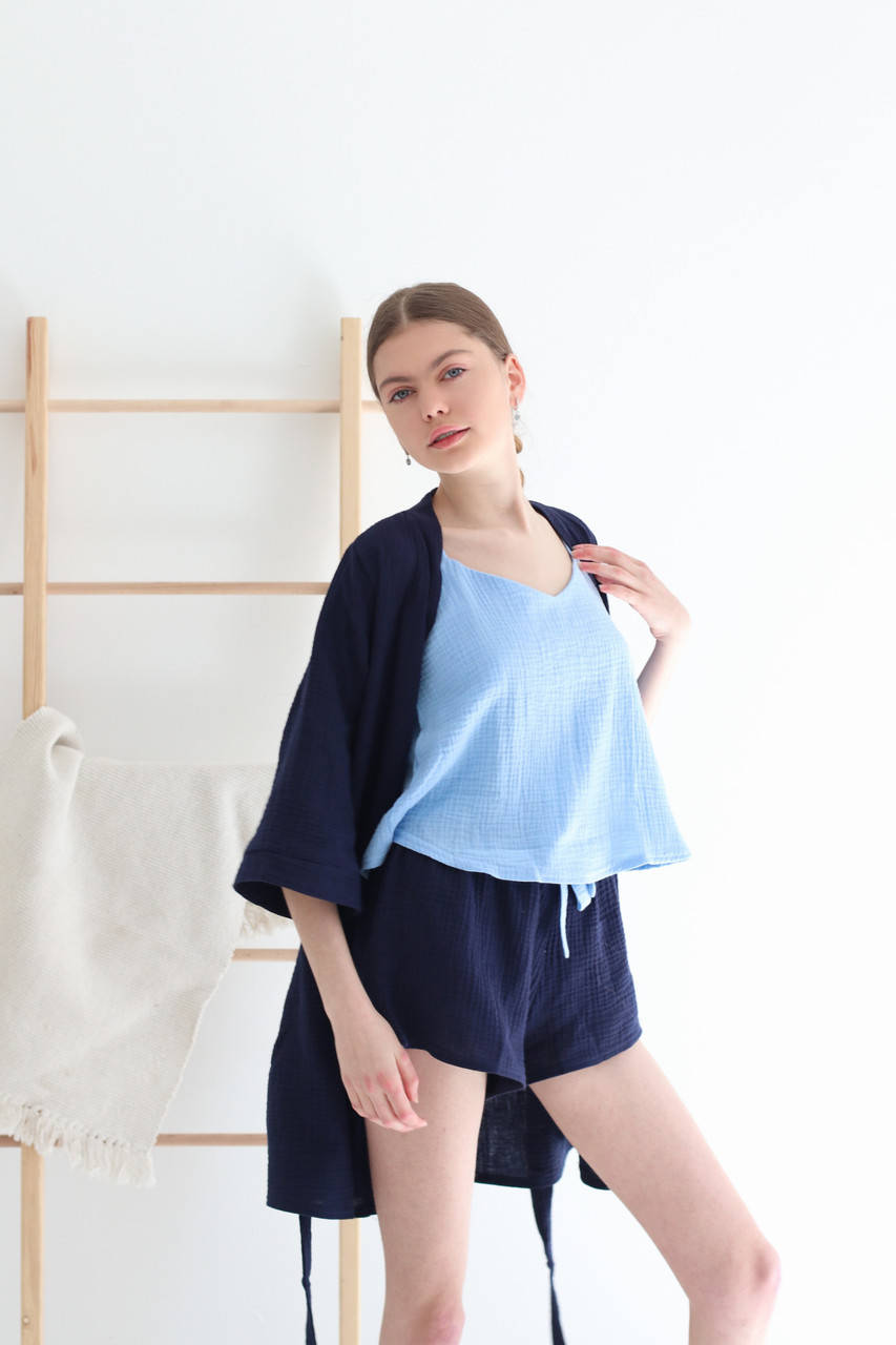 

Женский комплект для дома и сна из муслина, халат и пижама L-XL