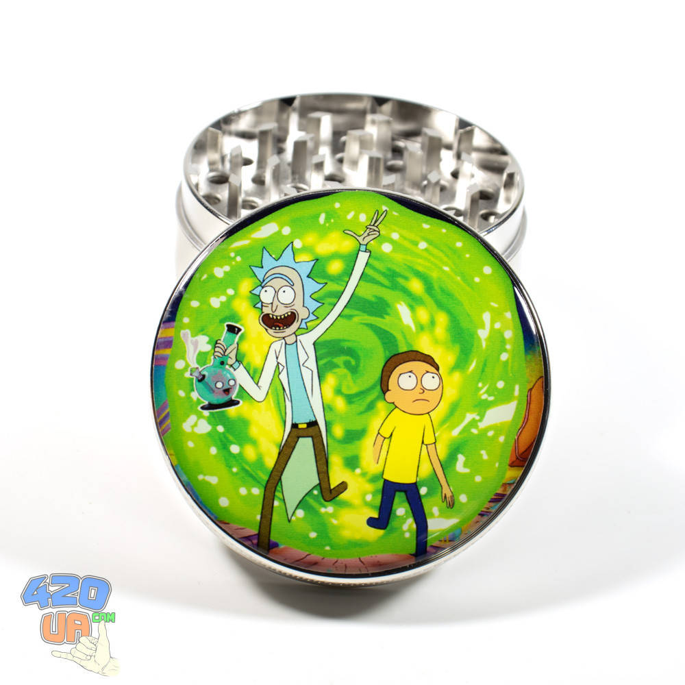 

Гриндер металлический большой 63 мм Рик и Морти 4:20 на 4 секции крешер измельчитель для табака