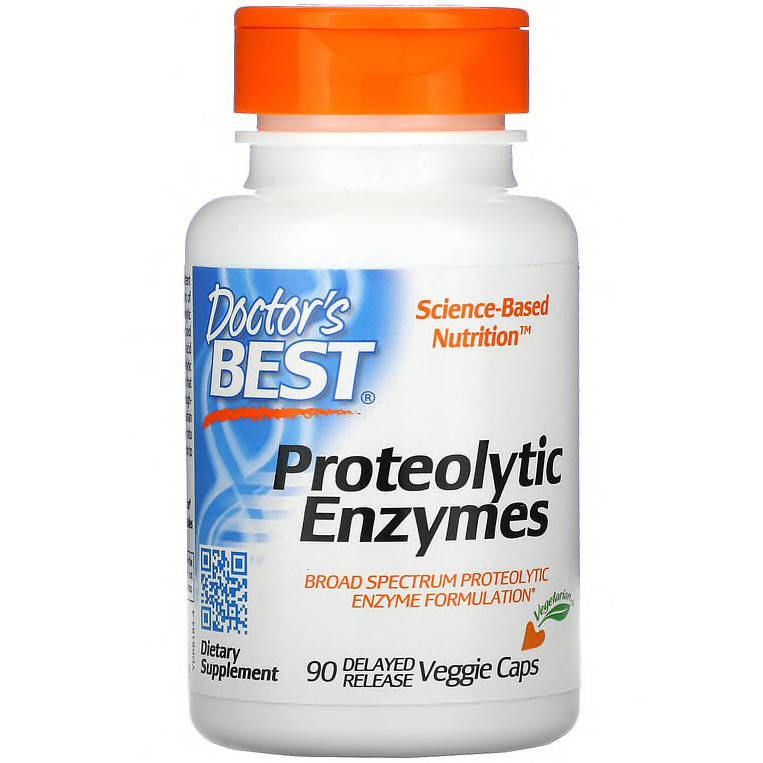 

Протеолитические ферменты Doctor's Best "Proteolytic Enzymes" длительного высвобождения (90 капсул)