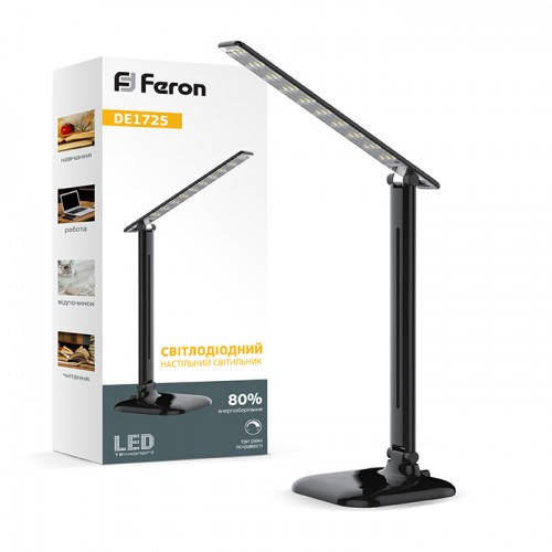 

Настольная Led лампа Настольная лампа для учебы Feron DE 1725 черный