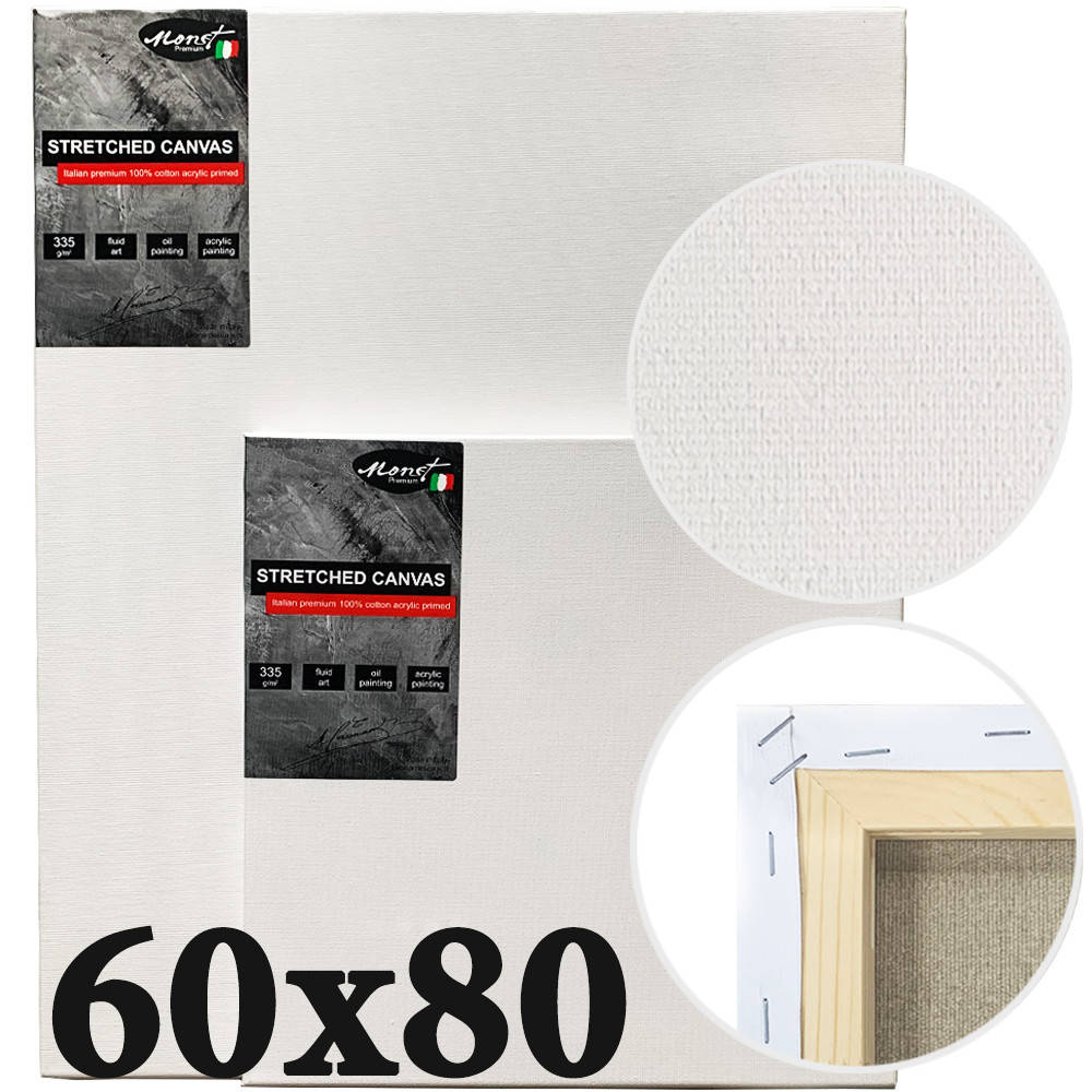 

Полотно на підрамнику Monet італійська бавовна 320 г/м2 середнє зерно 60*80 см (MP6080)