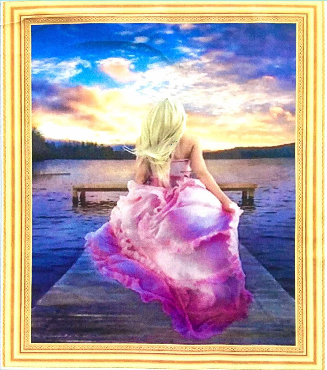 

50*40см Девушка в розовом, алмазная живопись, полная выкладка