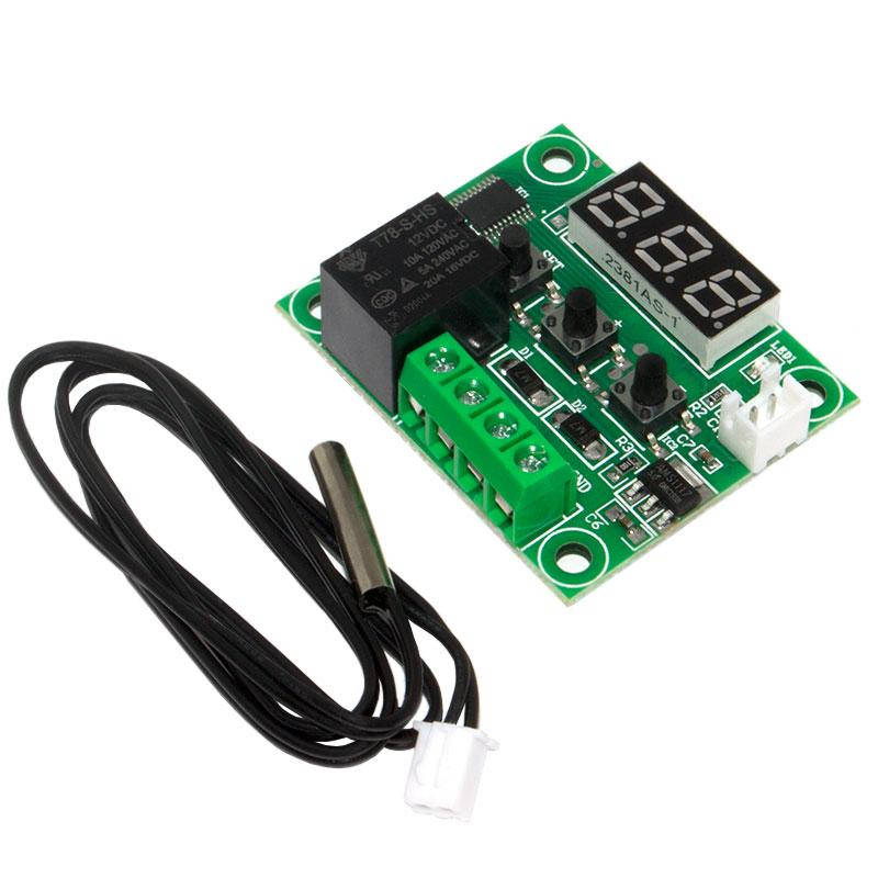 

Терморегулятор с LED-индикатором и выносным датчиком W1209 питание 12V