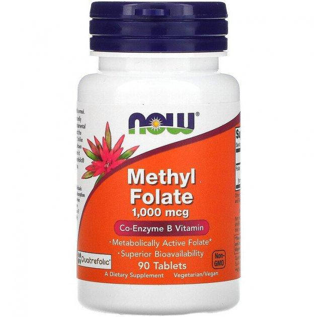 

Now Foods, Methyl Folate 1000 мкг (90 таб.), метилфолат, метафолин B9